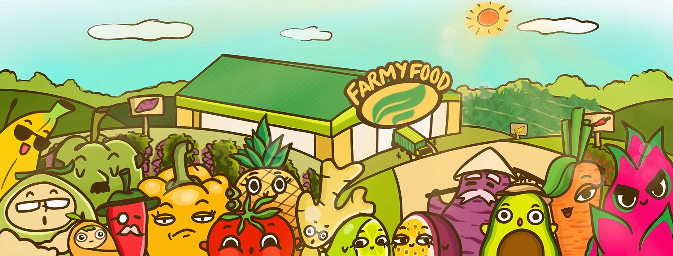 Aerial view of Vietnamese fruit farm and packing containers